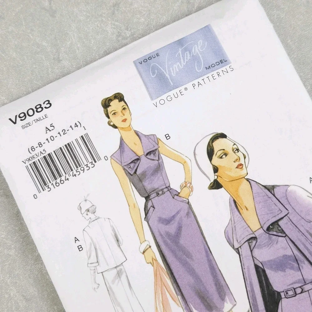 Vogue V9083 Vintage 1951 Fitted Dress Sewing Pattern Mid Century Retro Sz 6-14